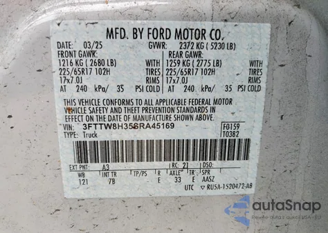 2025 Ford Maverick Xlt z USA, uszkodzony, nr VIN 3FTTW8H35SRA45169